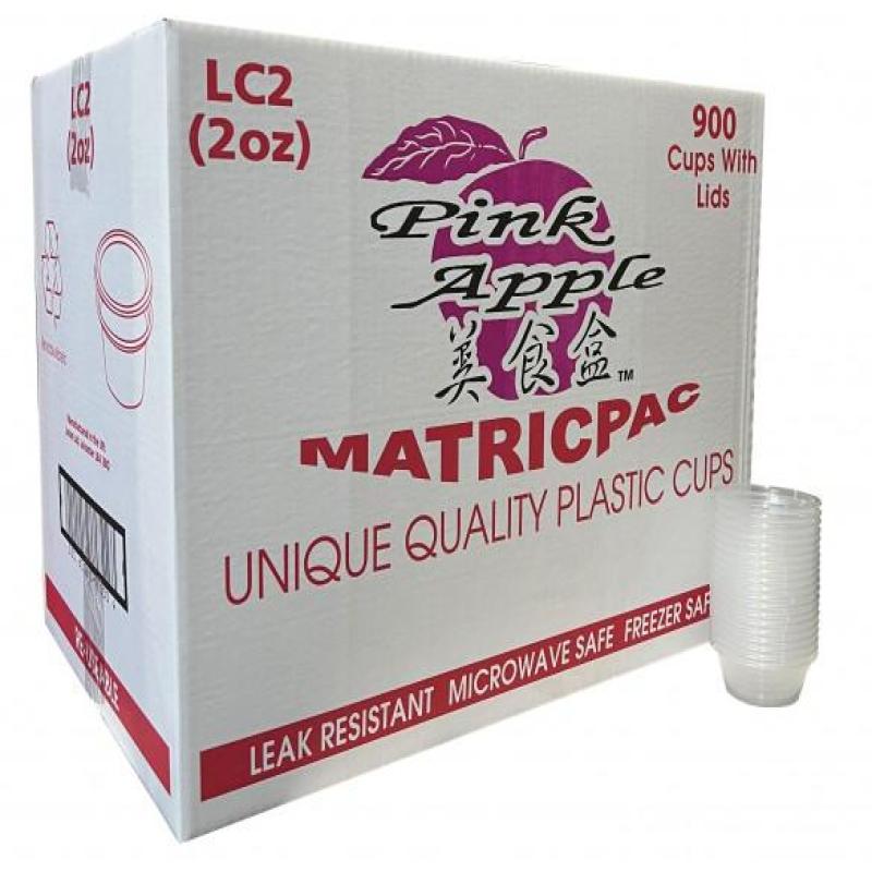 Pink apple 2oz Unique plastic cups with lids (Pack of 900)